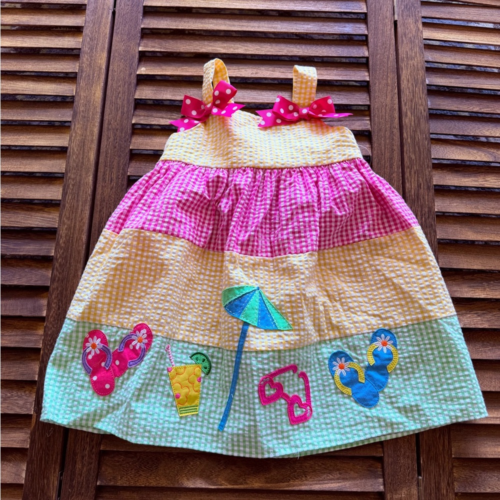 Good Lad Pink & Yellow Kids Beach Holiday Gingham Sun Dress 24 Months NWT